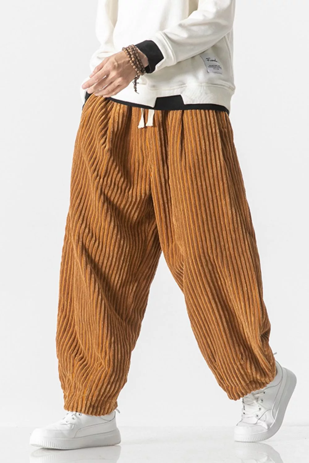 Men's Plus Size Corduroy Wide Leg Casual Pants, image 9
