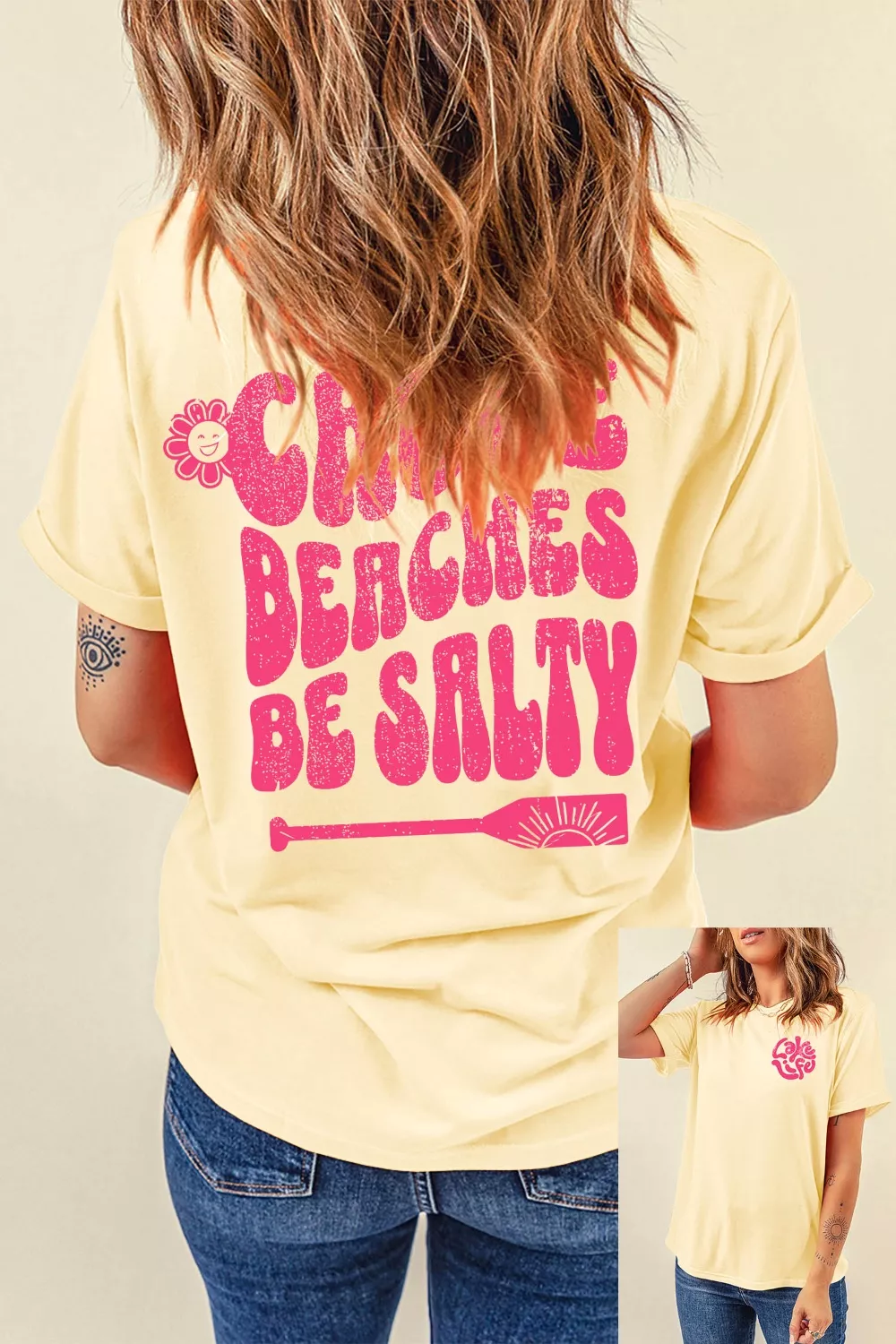 Casual Round Neck Short Sleeve Slogan Print Loose Fit T-shirt, image 4