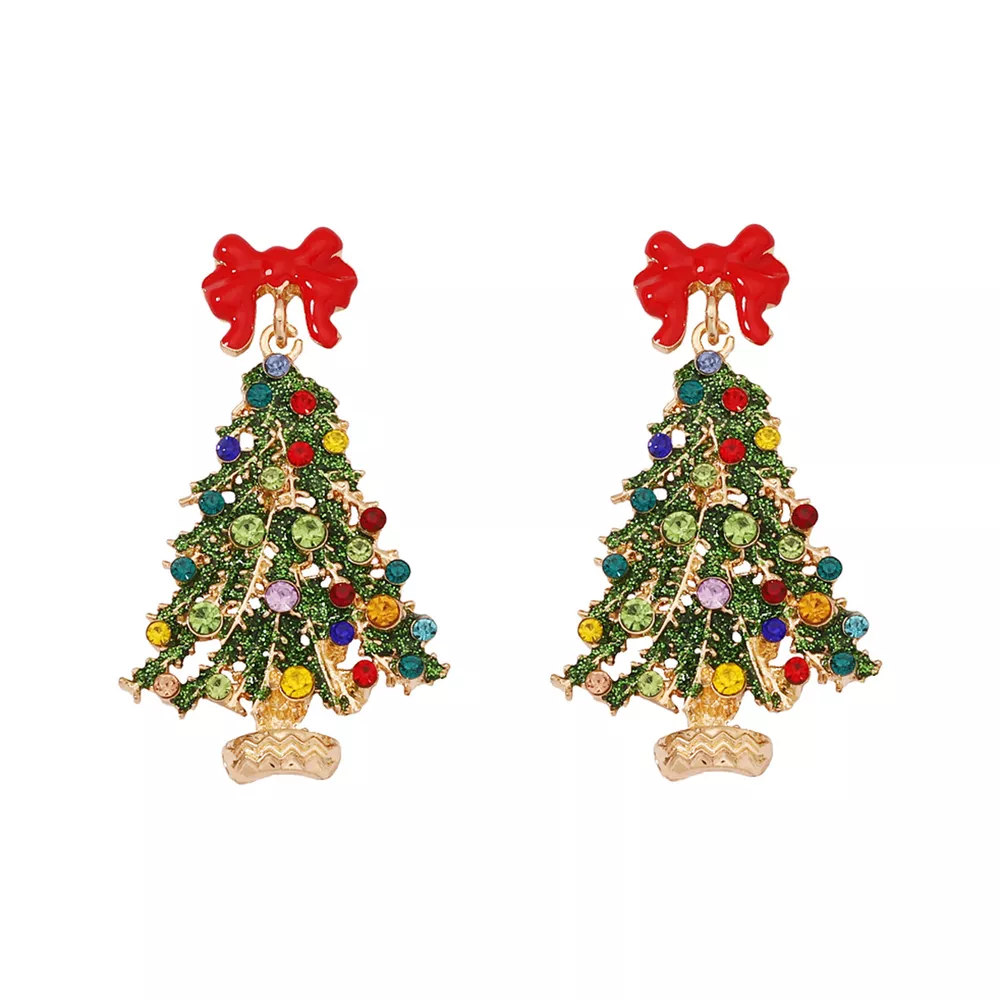 Christmas Tree Earrings with Bow, image 5
