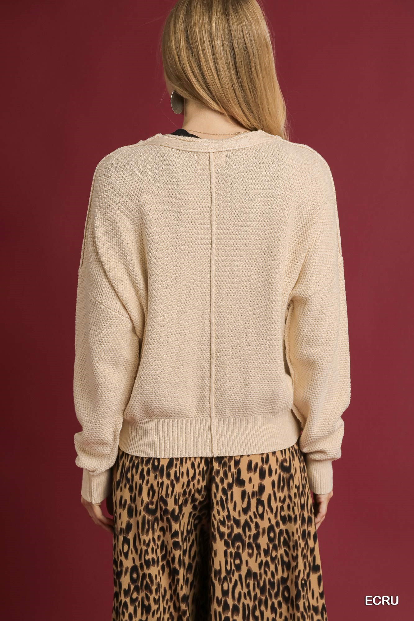 Chunky Cable Knit V-Neck Button-Up Cardigan, image 2