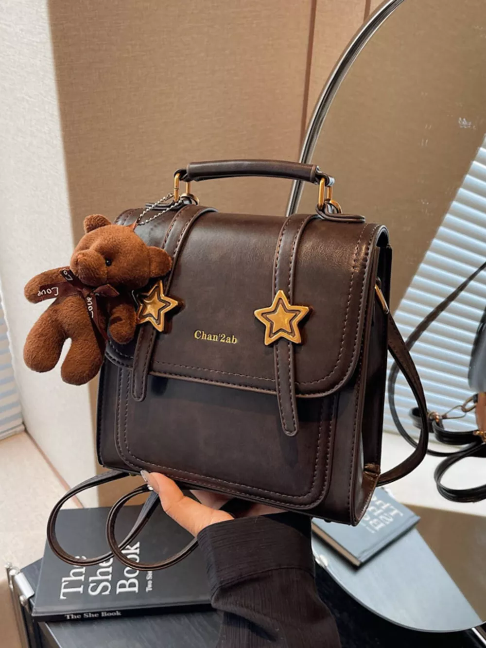 Star-Embellished Convertible Backpack Bag, image 4