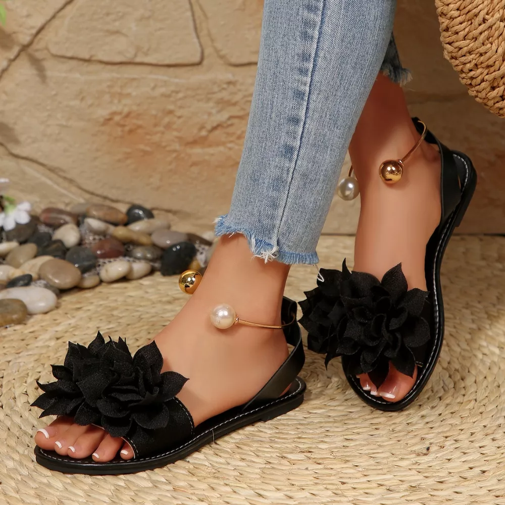Floral Decor Flat Sandals, image 2