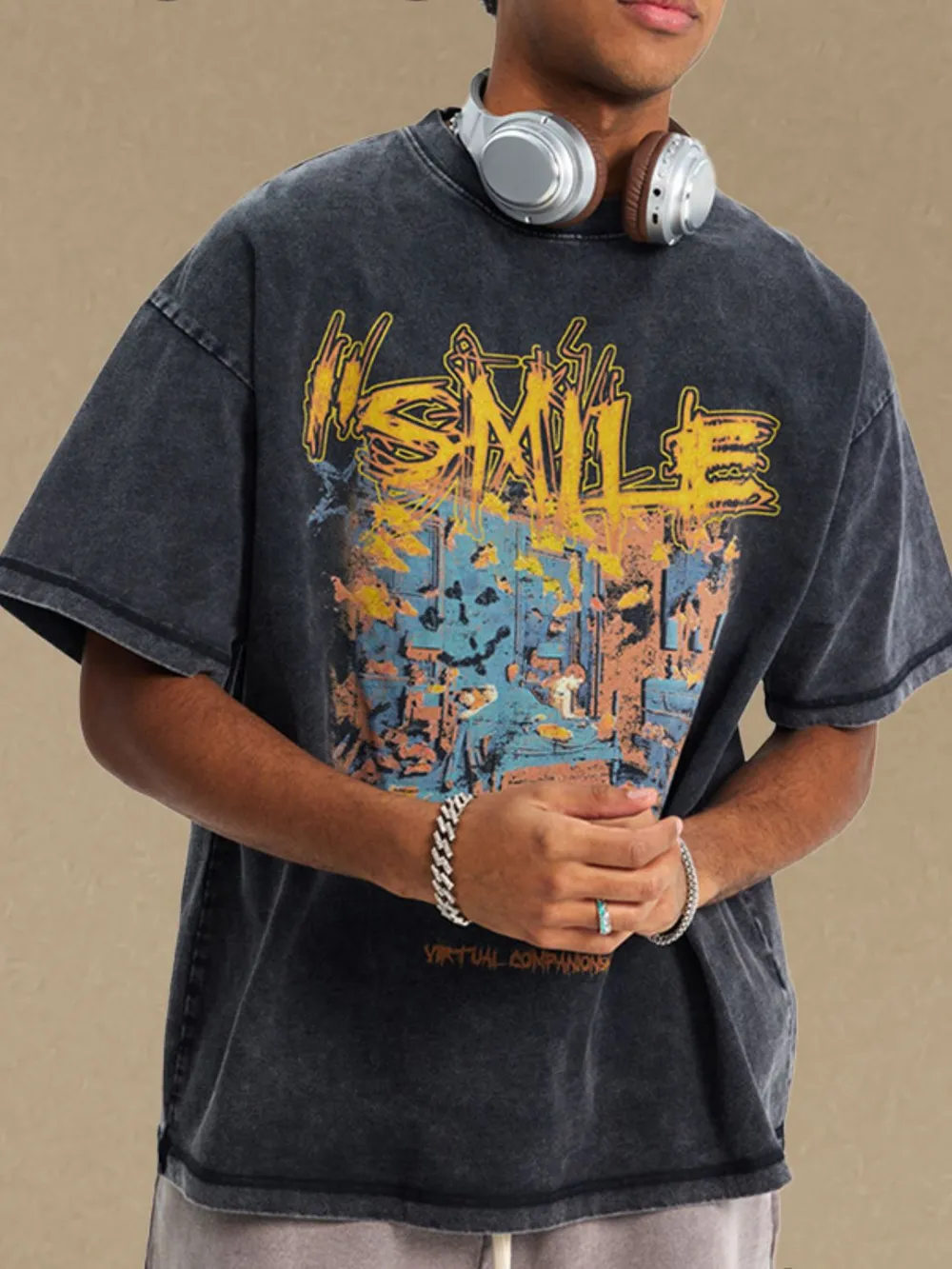Men's Graphic Round Neck Half Sleeve T-Shirt, image 2