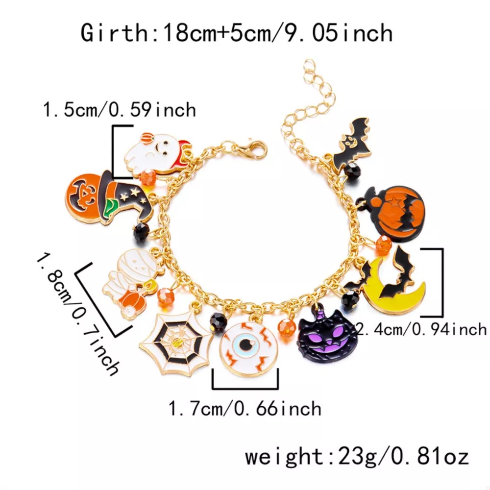 18K Gold-Plated Halloween Charm Bracelet, image 5