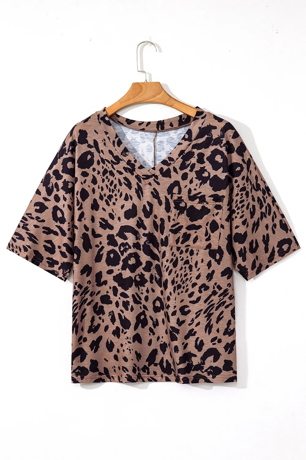 Leopard V-Neck Half Sleeve T-Shirt, image 9