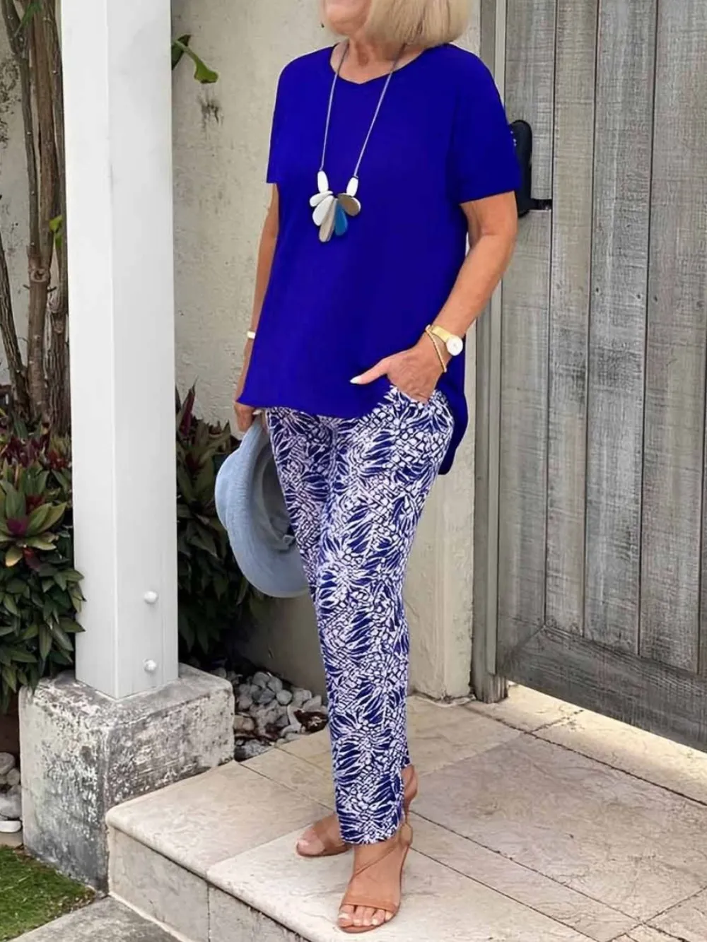 Full Size Round Neck Short Sleeve Top and Pants Set Plus Size, image 17