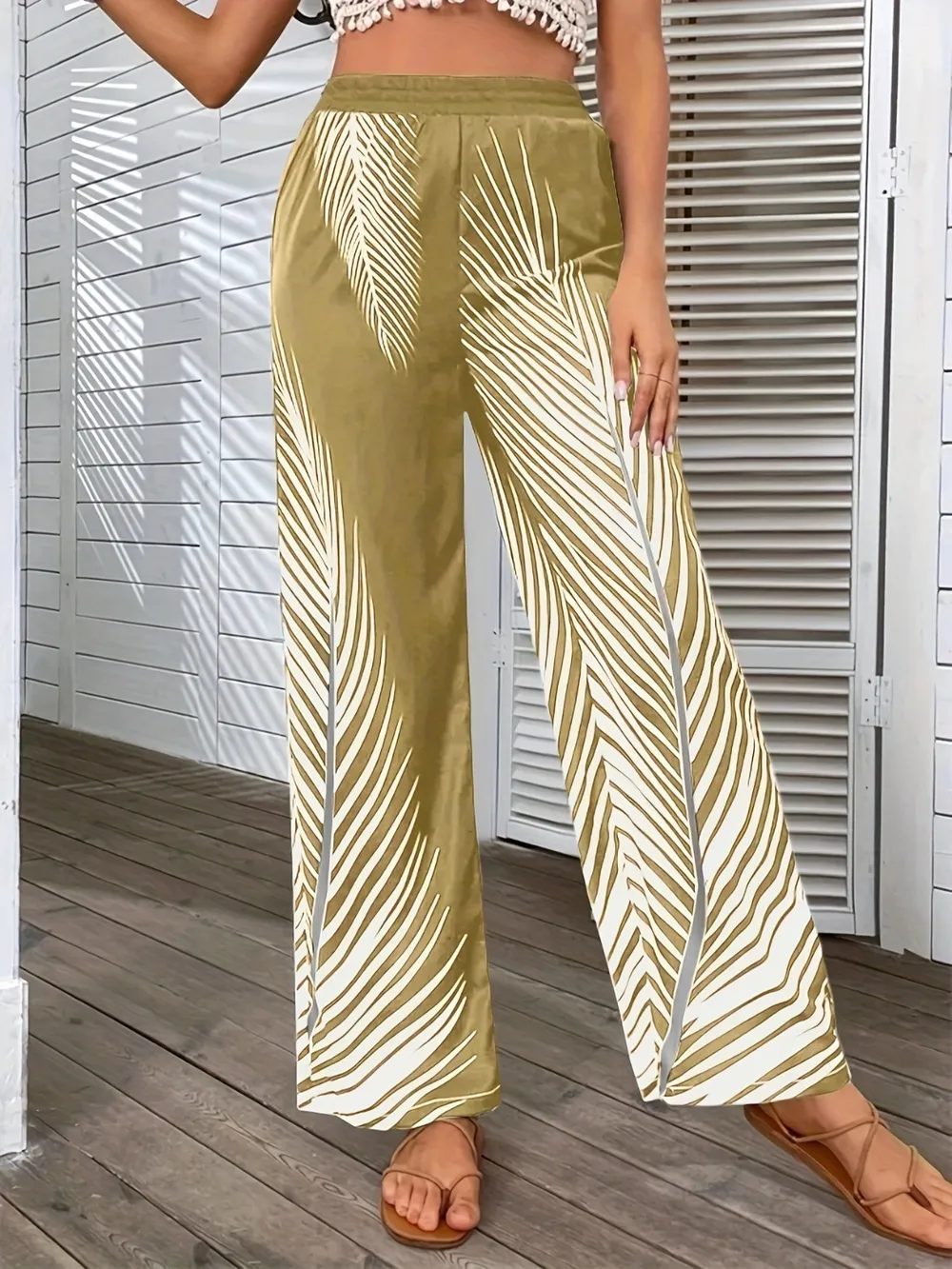 Printed Wide Leg Pants, image 9