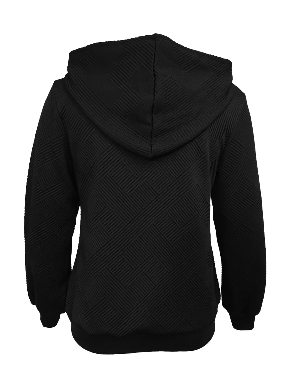 Texture Zip-Up Hoodie with Drawstring, image 14
