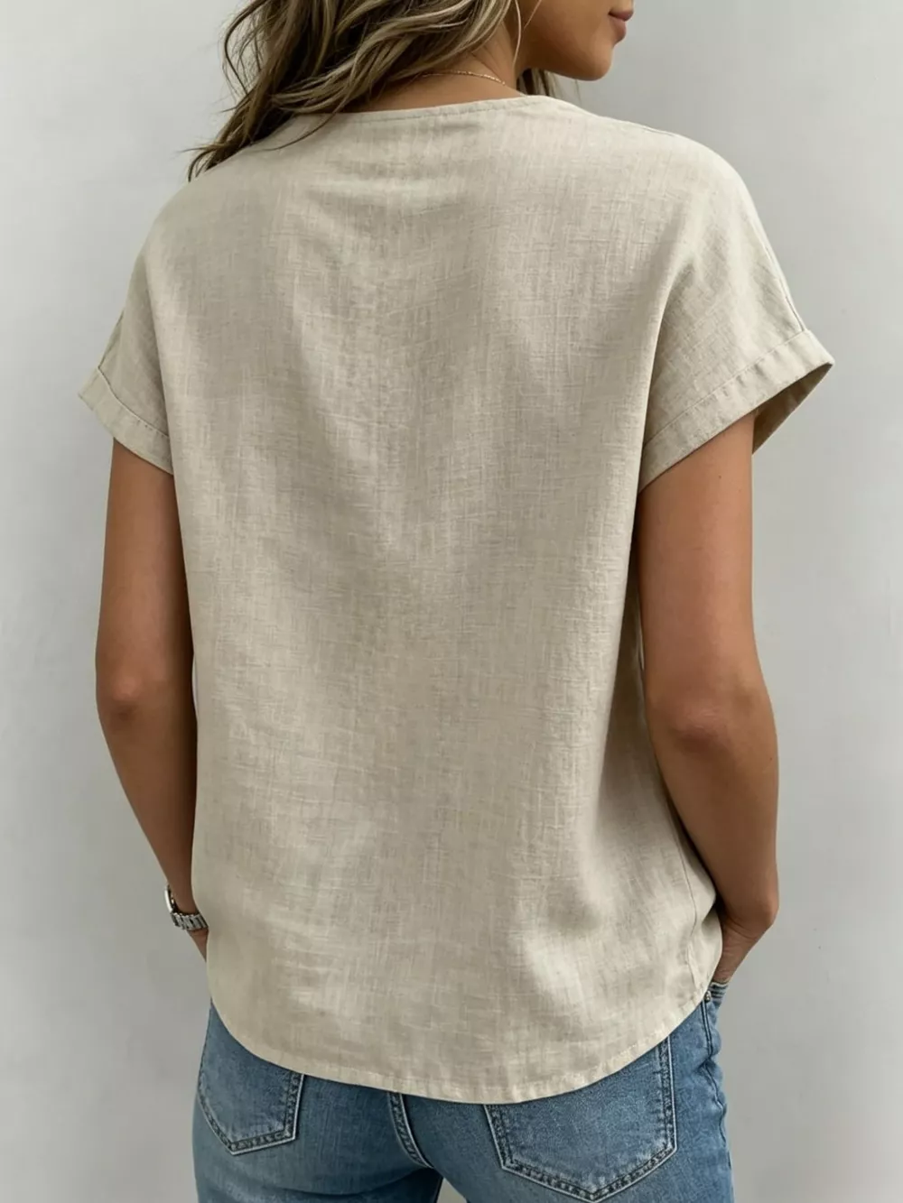 Full Size Bow Tie Neck Short Sleeve Blouse Plus Size, image 3