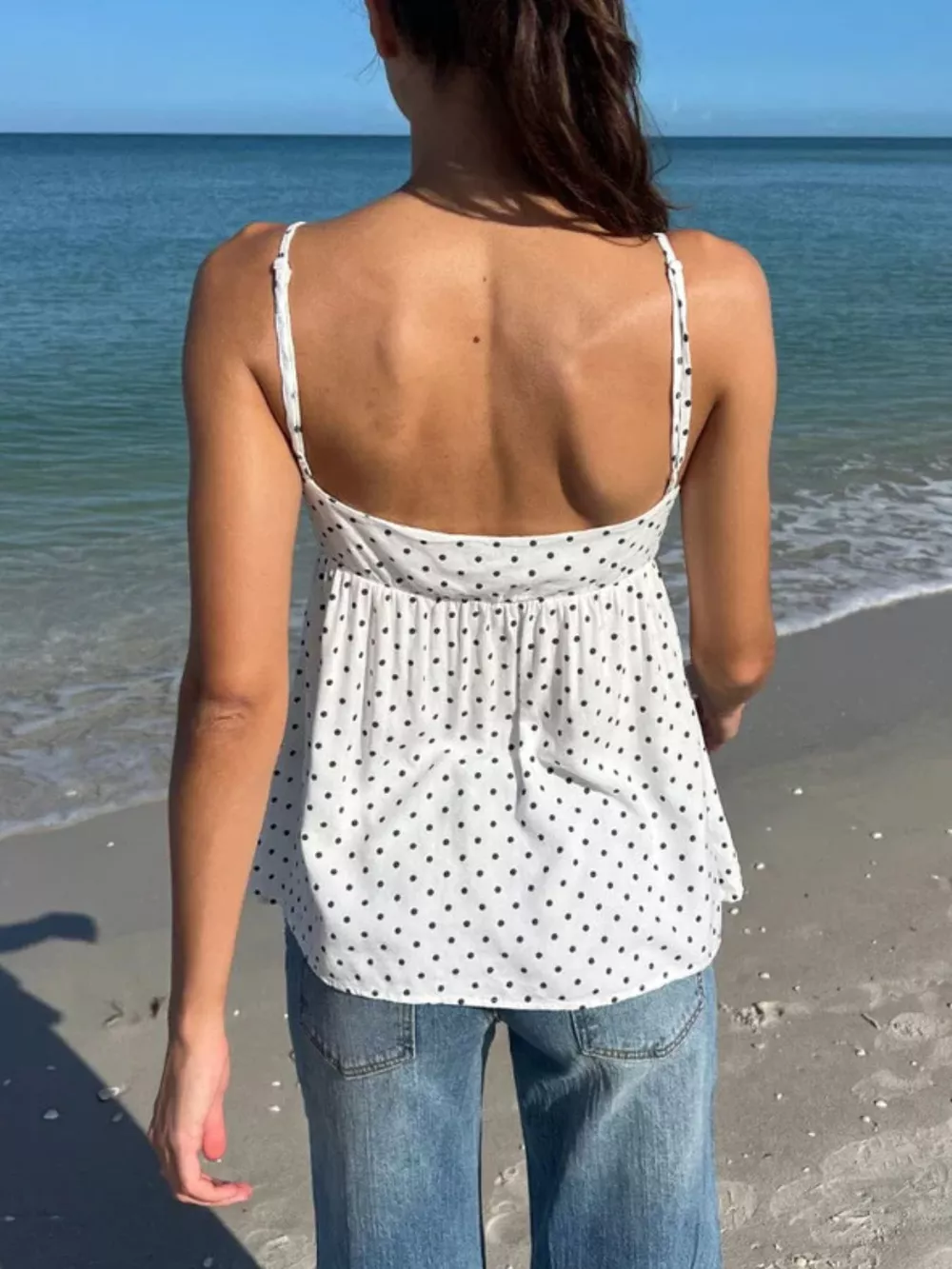 Polka Dot V-Neck Flowy Cami, image 6