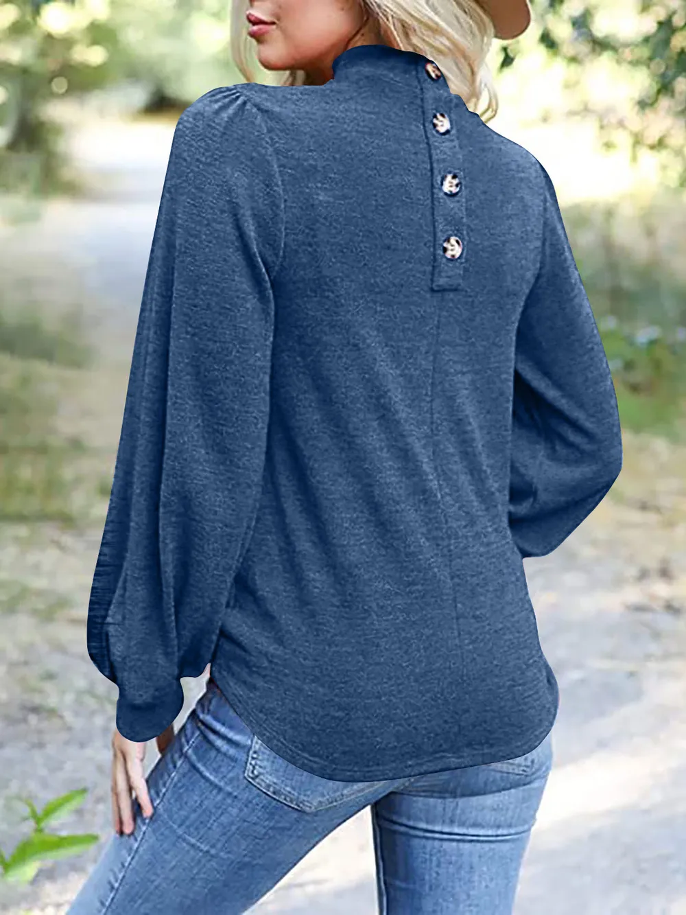 Full Size Mock Neck Long Sleeve T-Shirt, image 22