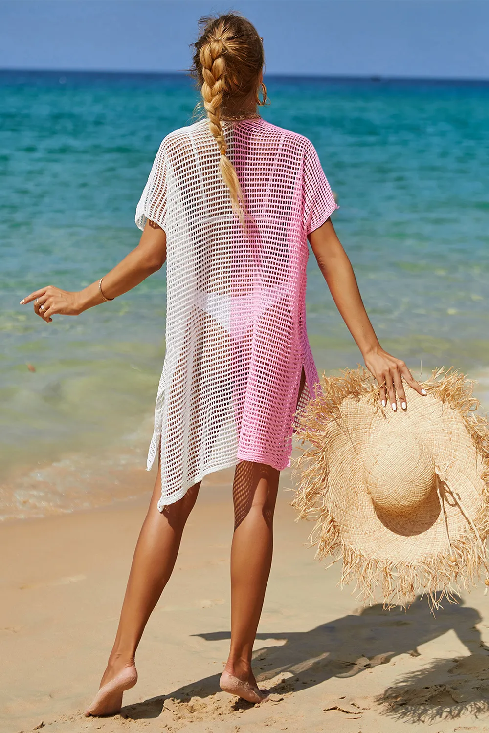 Openwork Contrast Slit Knit Cover Up, image 23