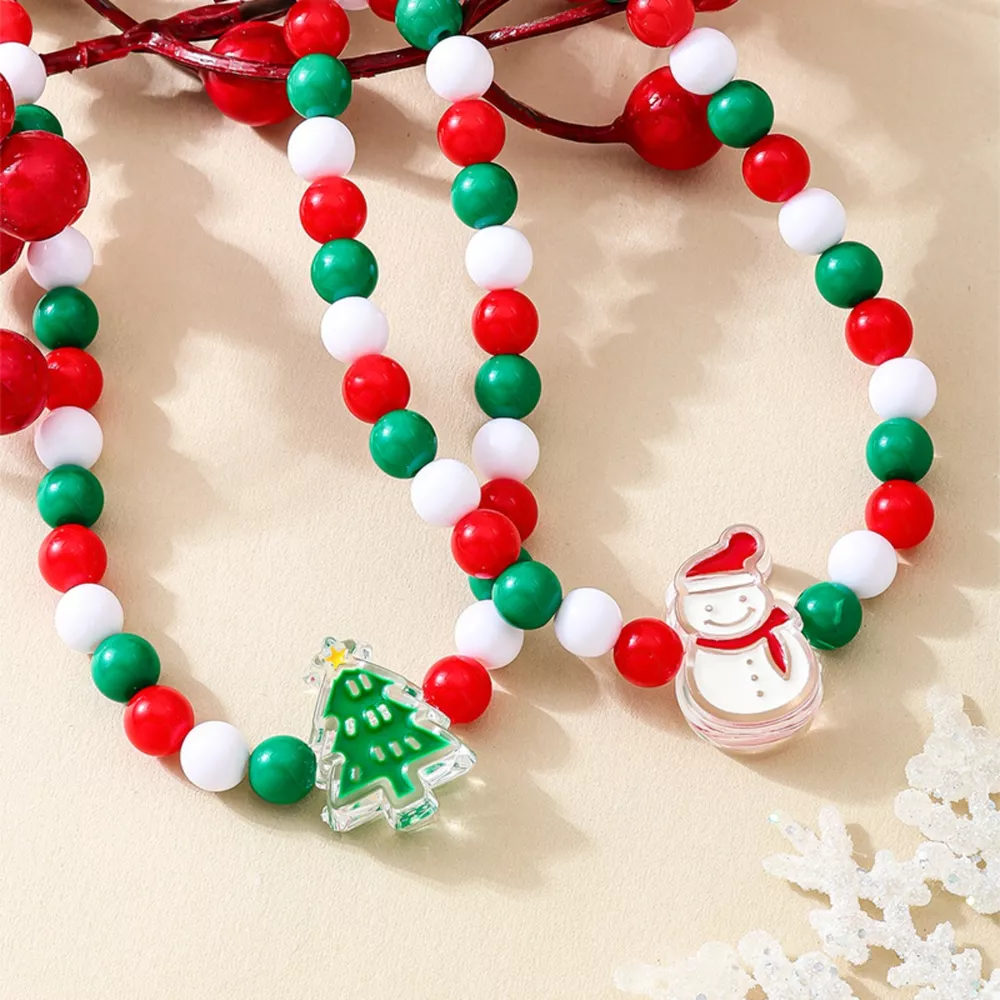 2 Piece Christmas Beaded Necklace with Holiday Charms, image 4