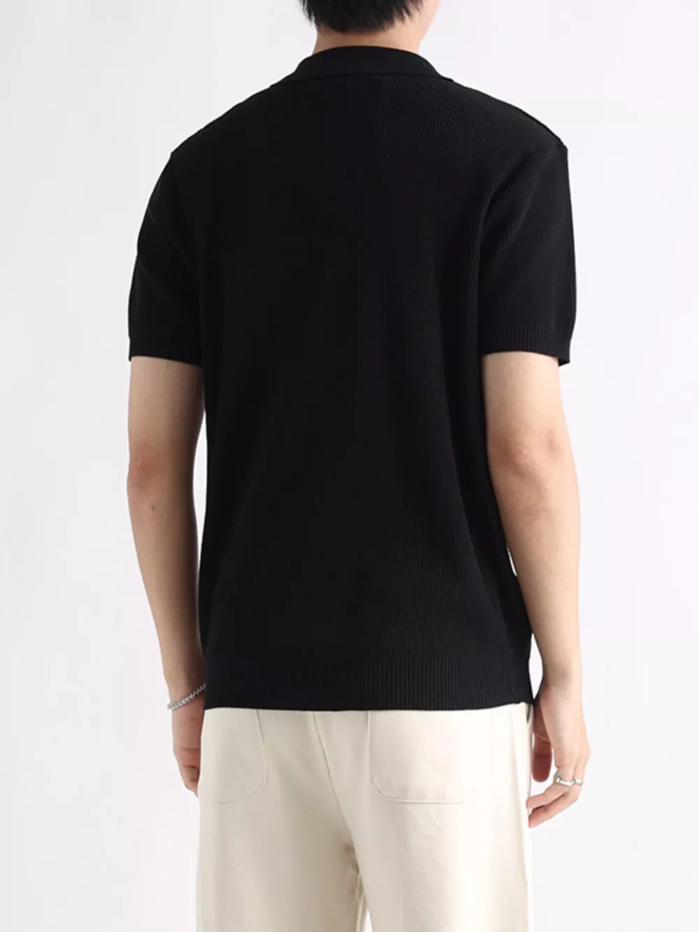 Men's Plus Size Ribbed Knit Slim Fit Polo, image 5