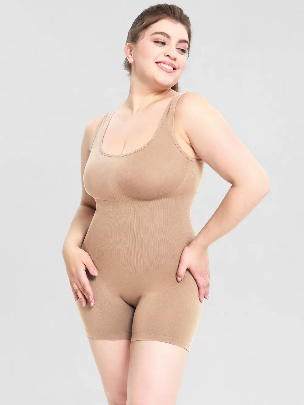 Scoop Neck Wide Strap Shaping Romper, image 17