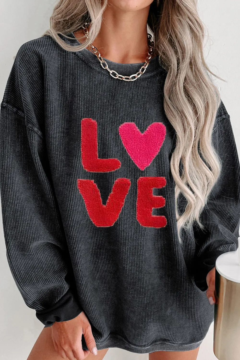Valentine’s Day LOVE Round Neck Long Sleeve Sweatshirt, image 13