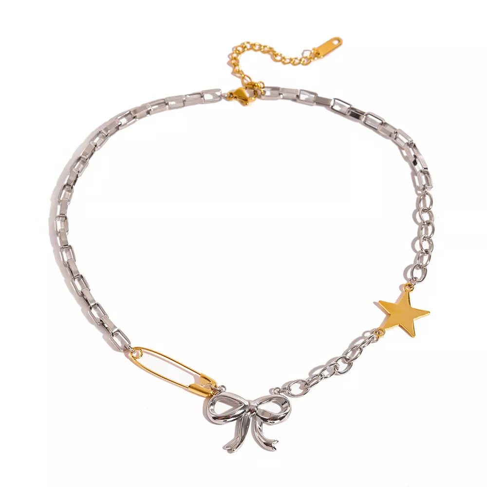 Two-Tone Bow Star Necklace, image 6