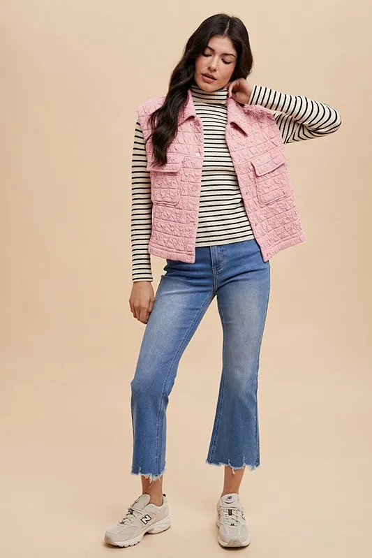 Texture Quilted Snap Down Vest Coat, image 8