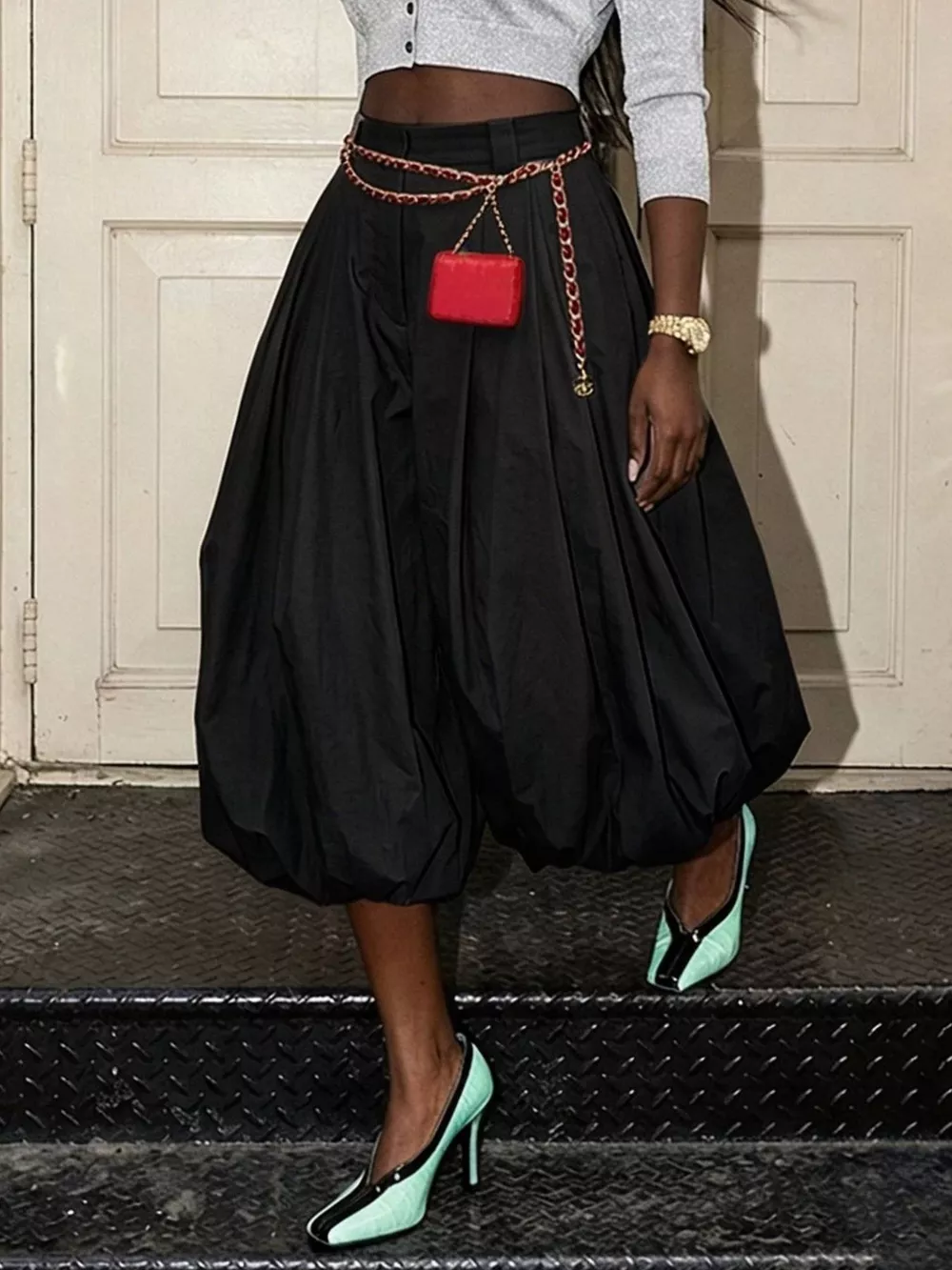 High-Waisted Ruched Balloon Pants, image 4