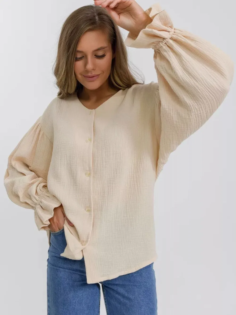 Button Up Flounce Sleeve Shirt, image 16