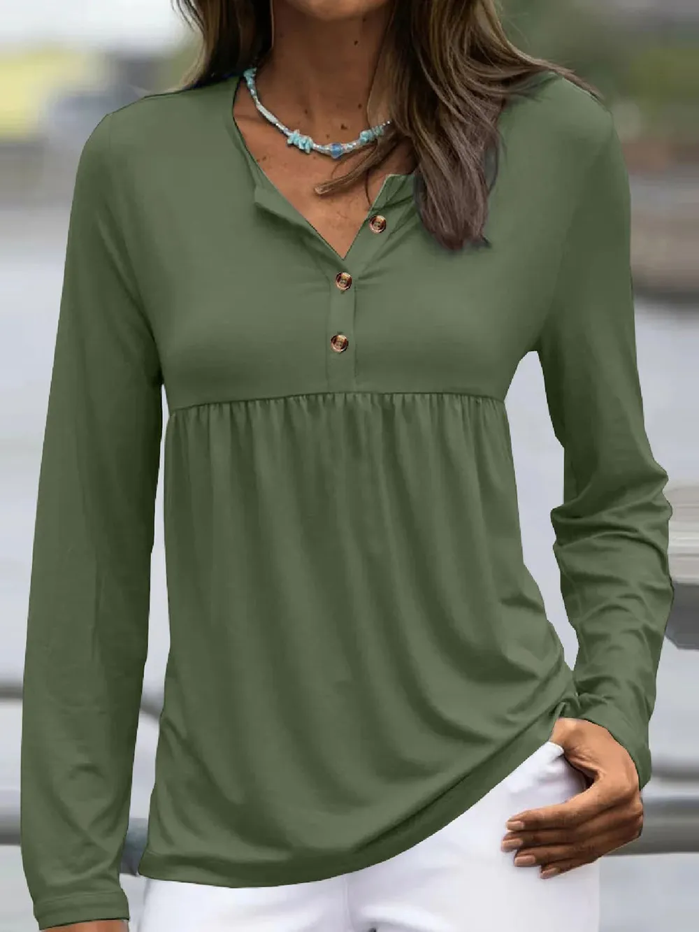 Half Button Long Sleeve T-Shirt, image 2