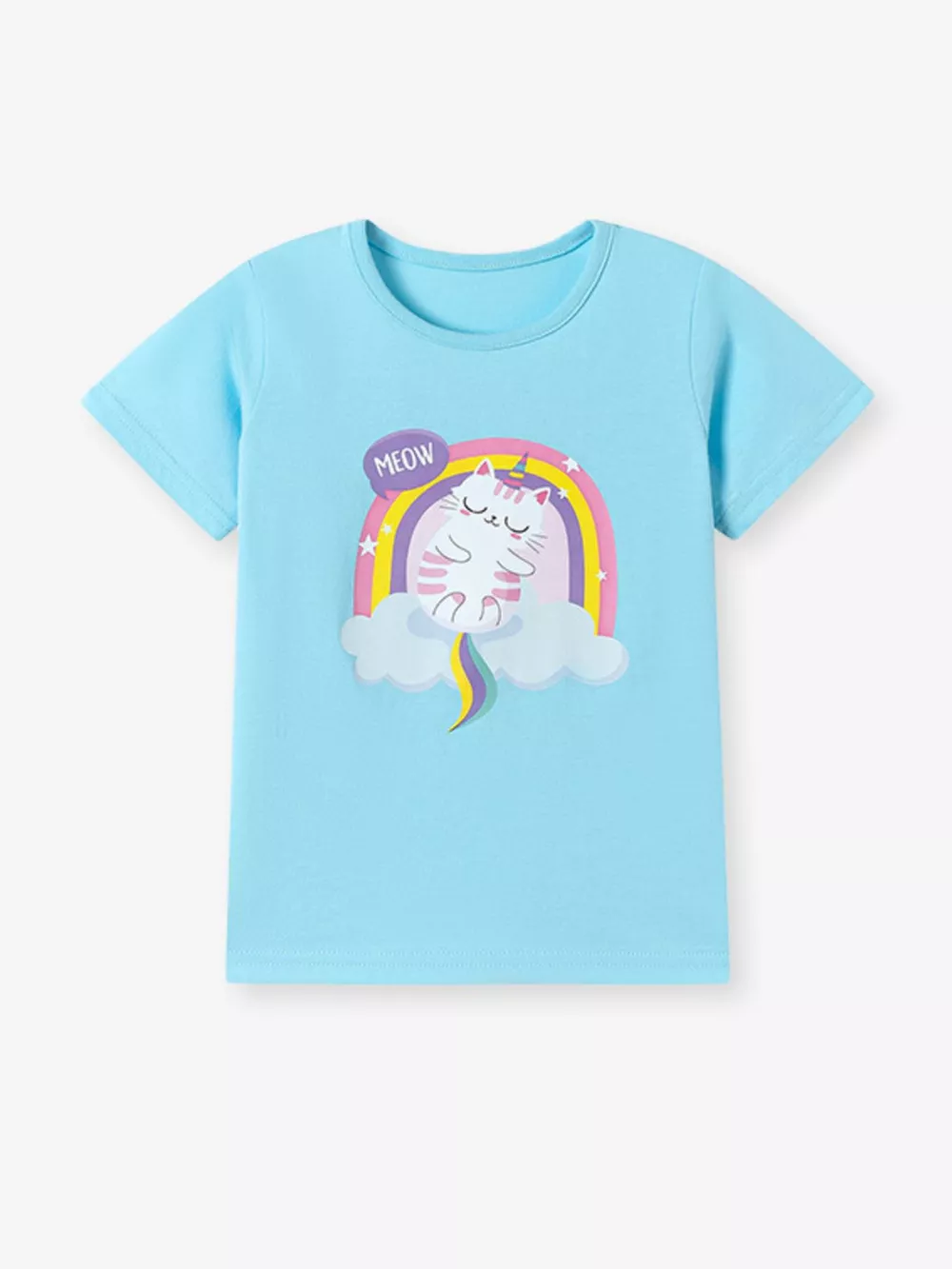 Children's Cartoon Cat Rainbow Graphic Tee, image 6