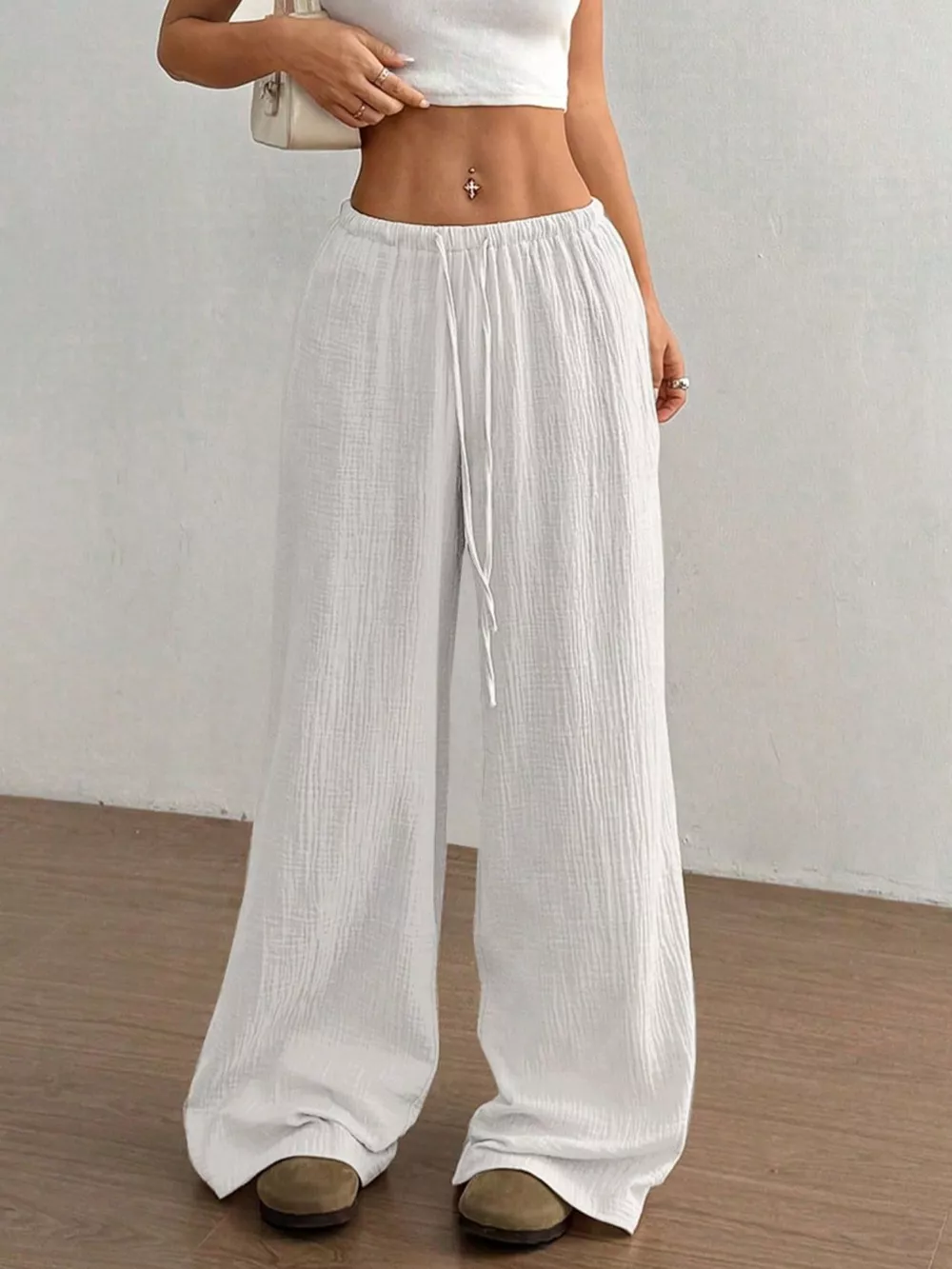 Wide-Leg Drawstring Pants, image 2
