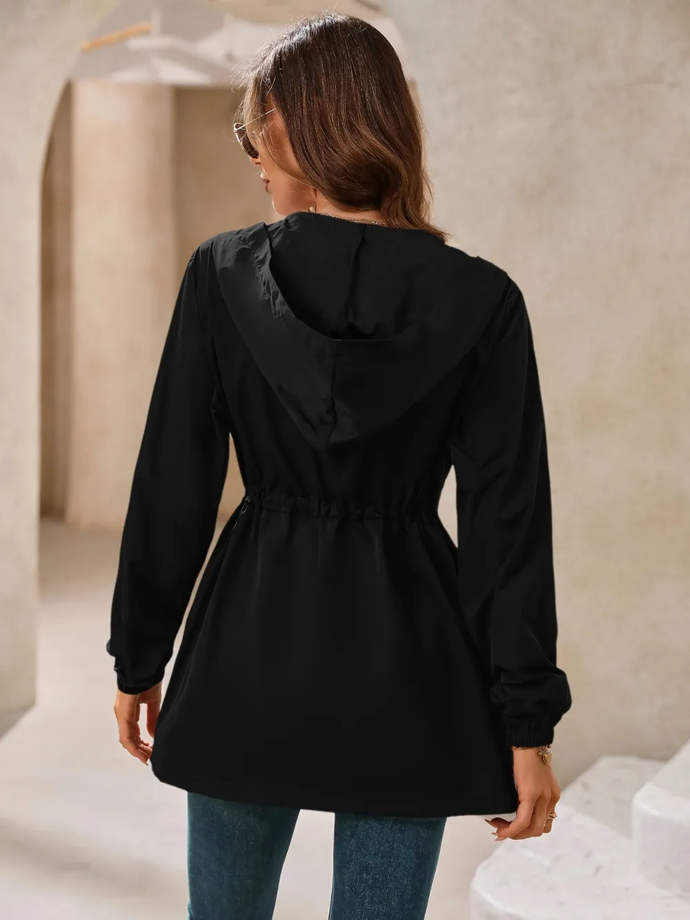Outdoor Waterproof Long Sleeve Hooded Windbreaker, image 24