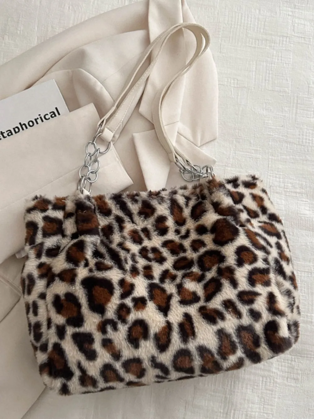 Faux Fur Leopard Shoulder Bag, image 15
