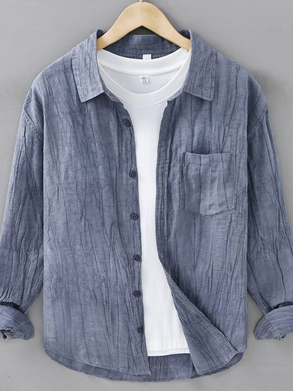 Men's Plus Size Button Up Long Sleeve Shirt, image 3
