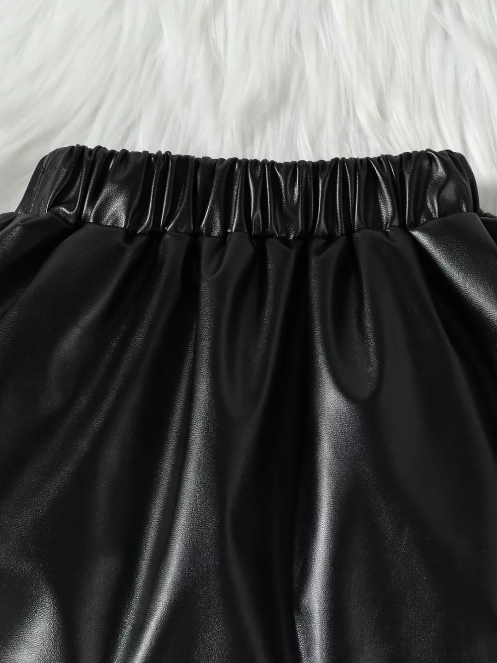 Children's Ruffled Faux Leather Top and Skirt Set, image 17