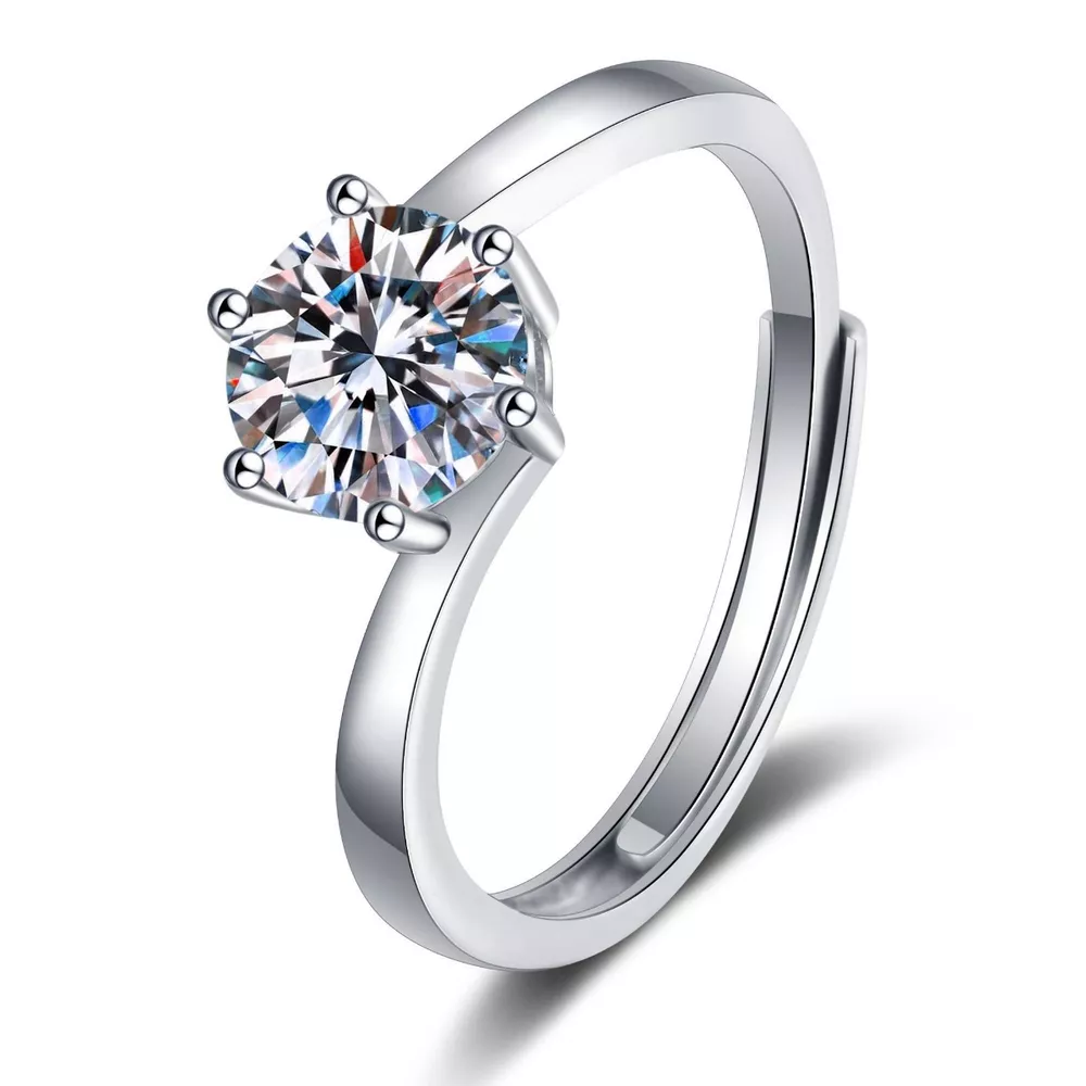 1 Carat Moissanite 925 Sterling Silver Ring, image 4
