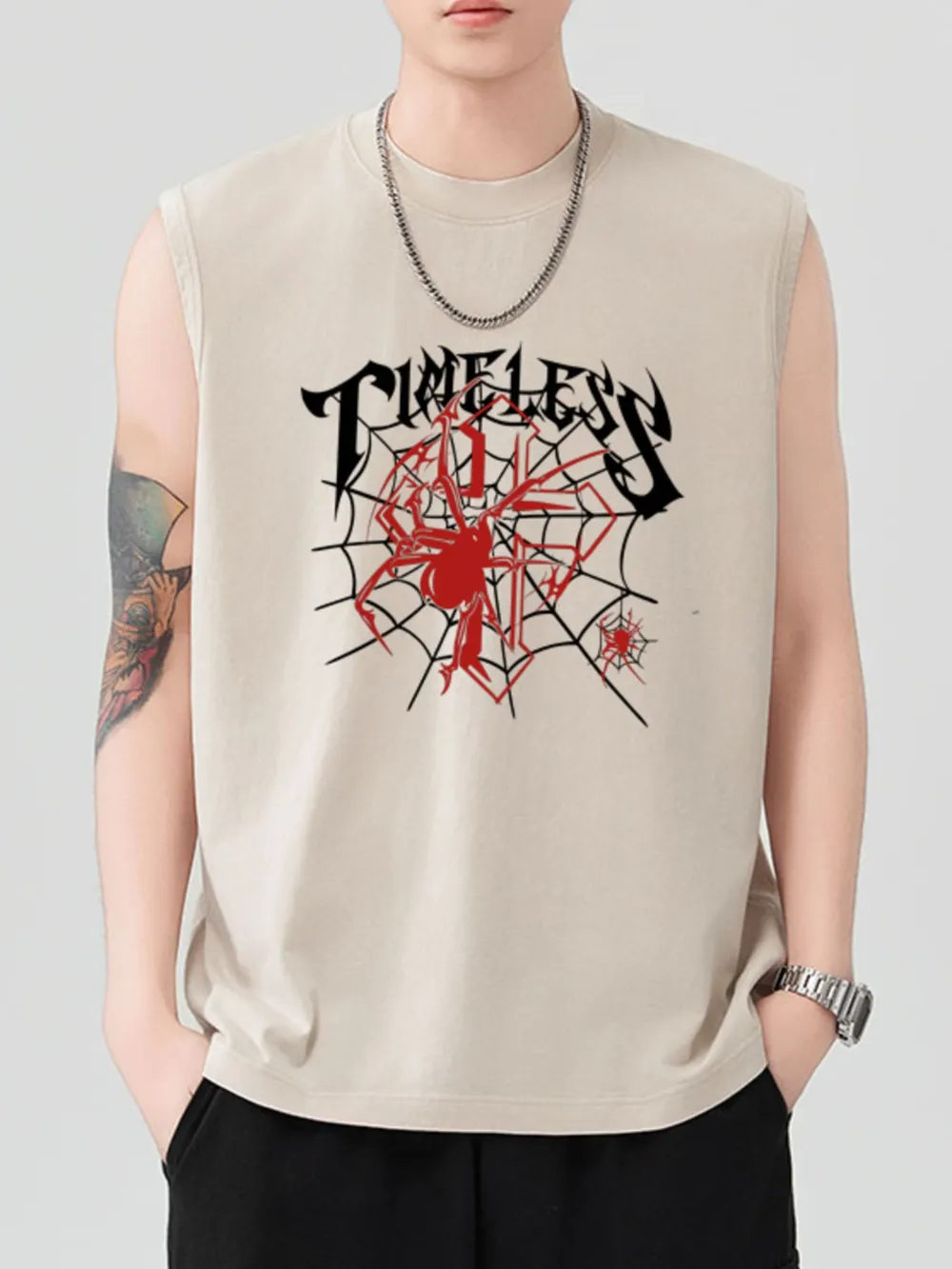 Men's Spider Round Neck Tank, image 2