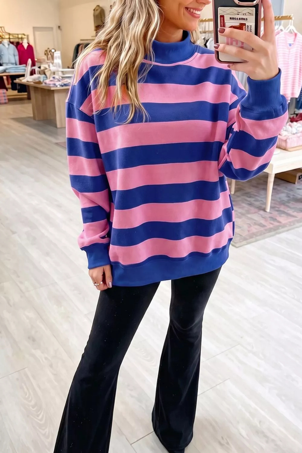 Striped Crew Neck Sweatshirt, image 2