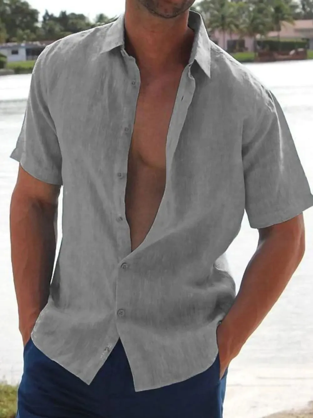 Men's Full Size Button Up Short Sleeve Shirt Plus Size, image 9