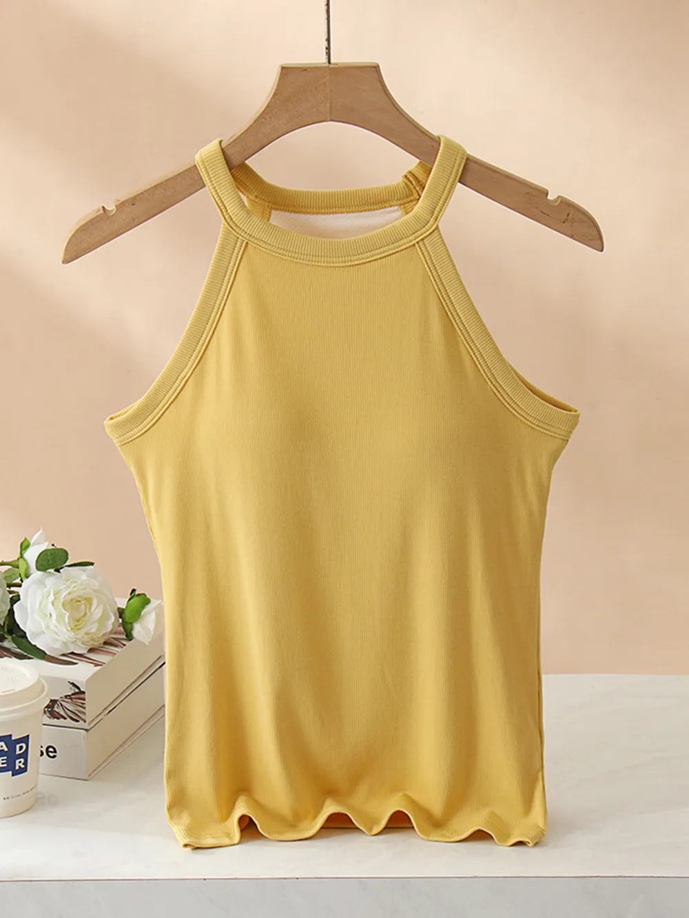 Grecian Neck Tank With Chest Pads, image 26