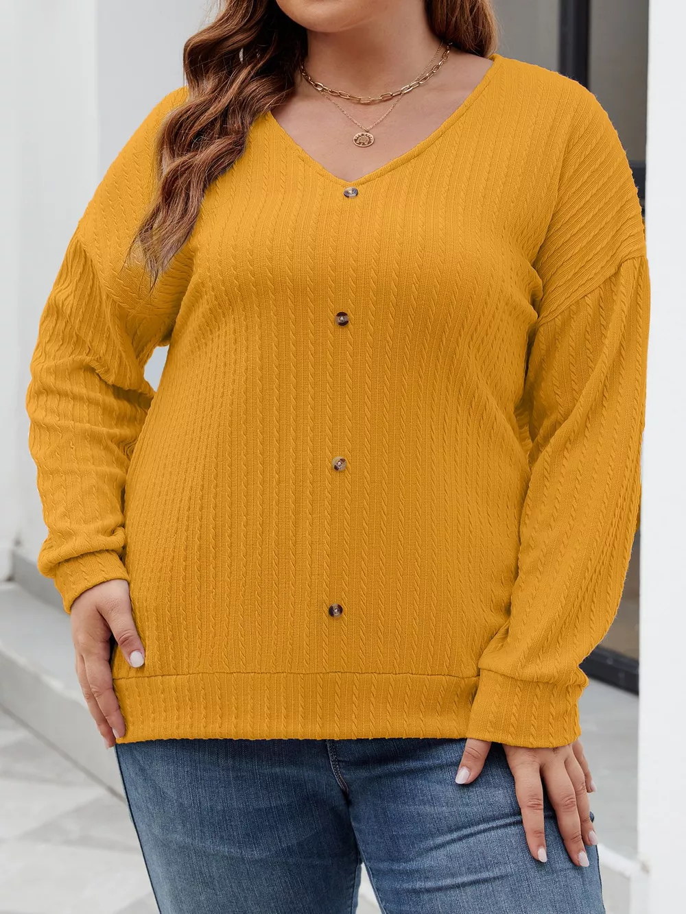 Plus Size V-Neck Dropped Shoulder Blouse, image 15