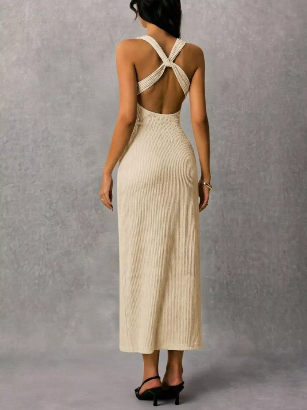 Sleeveless Ribbed Knit Midi Dress, image 23
