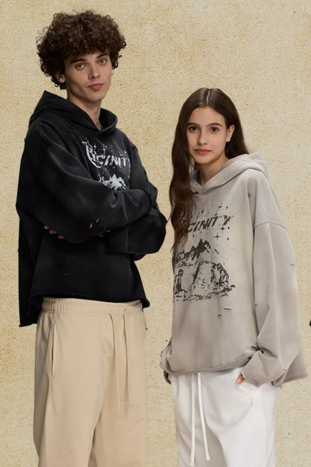 Men's Distressed Graphic Long Sleeve Hoodie, image 4