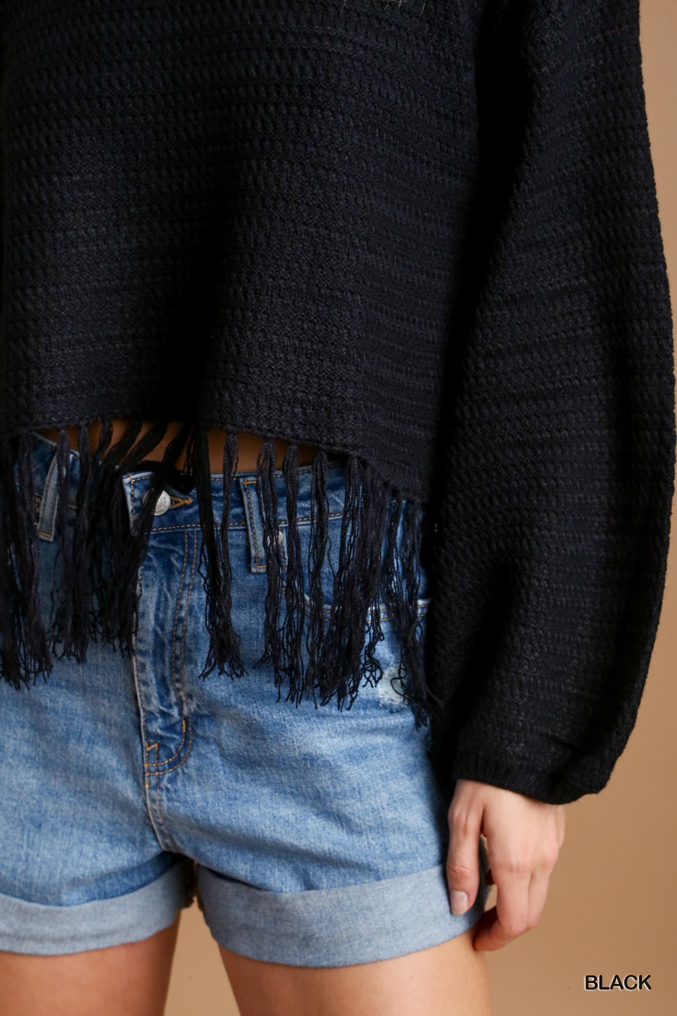 Crochet Knit Crop Top with Frey Hem, image 6