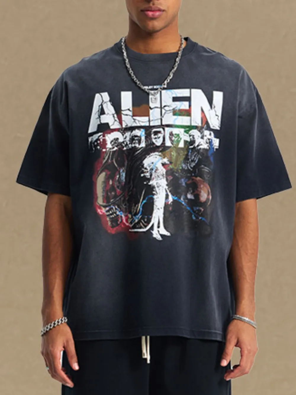 Men's Graphic Round Neck Half Sleeve T-Shirt, image 2
