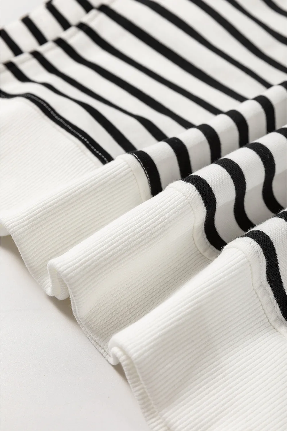 Slit Striped Round Neck Long Sleeve Sweatshirt, image 5