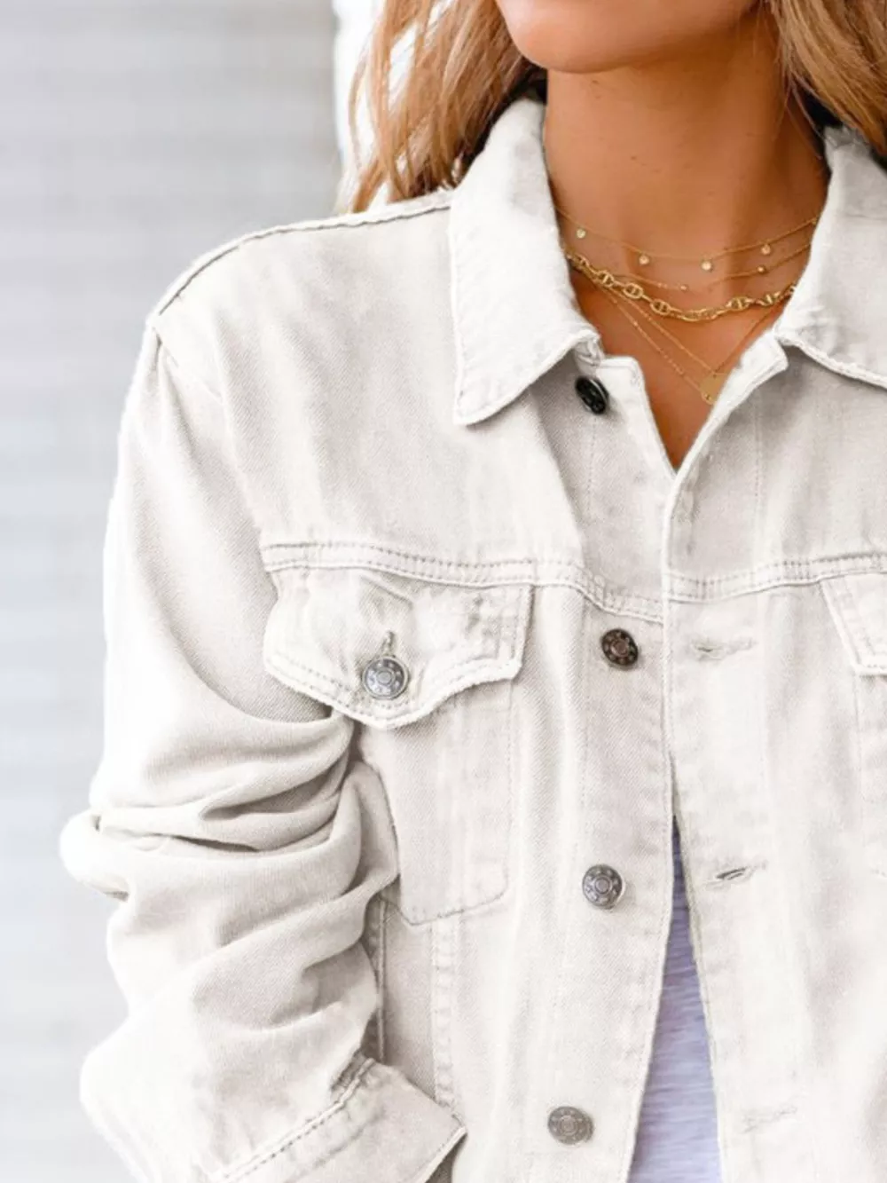 Button Up Long Sleeve Denim Jacket, image 29
