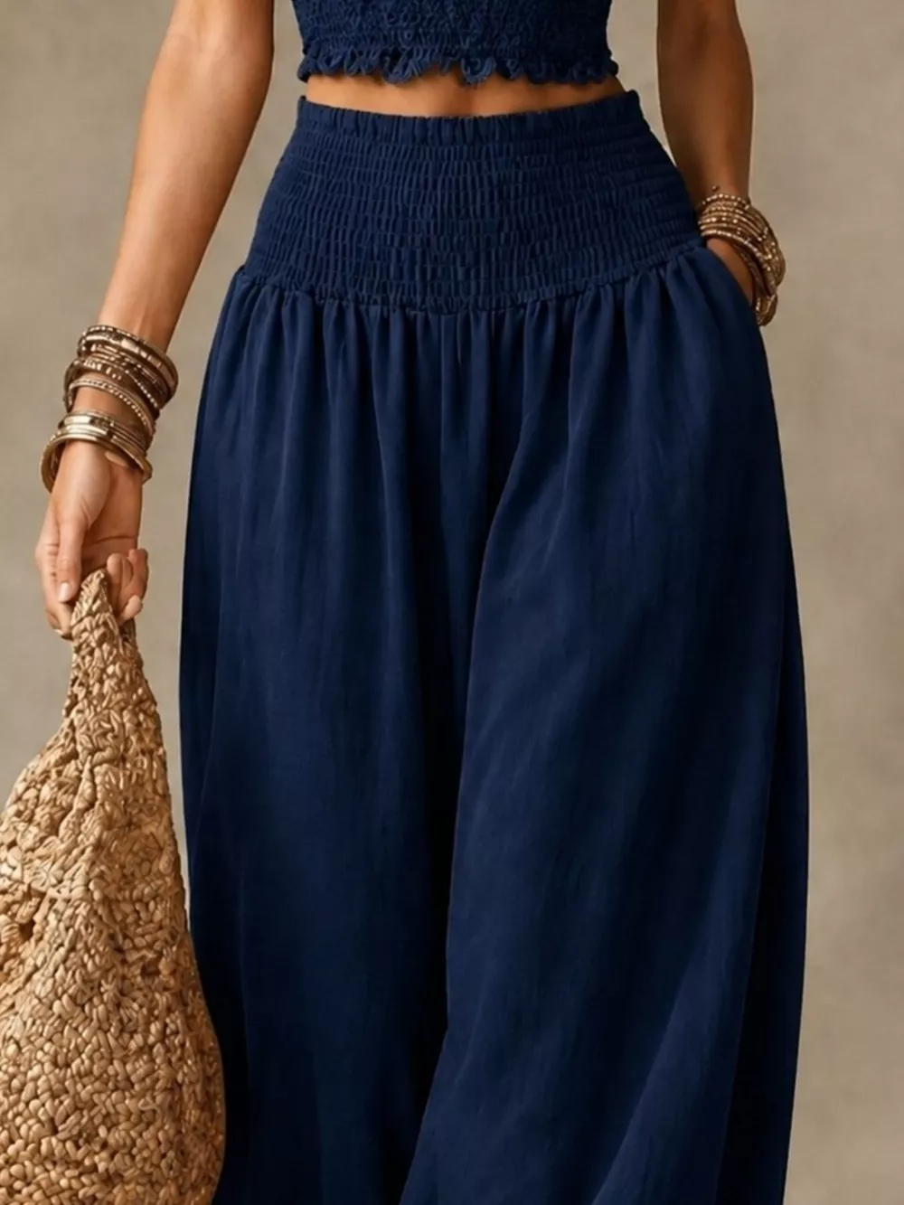 Full Size Smocked Harem Pants Plus Size, image 8