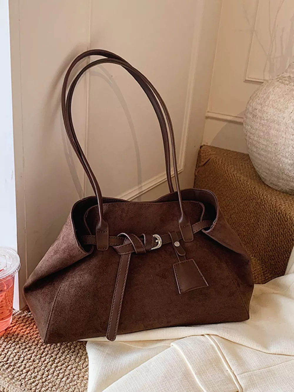 Lightweight Suede Shoulder Bag, image 6