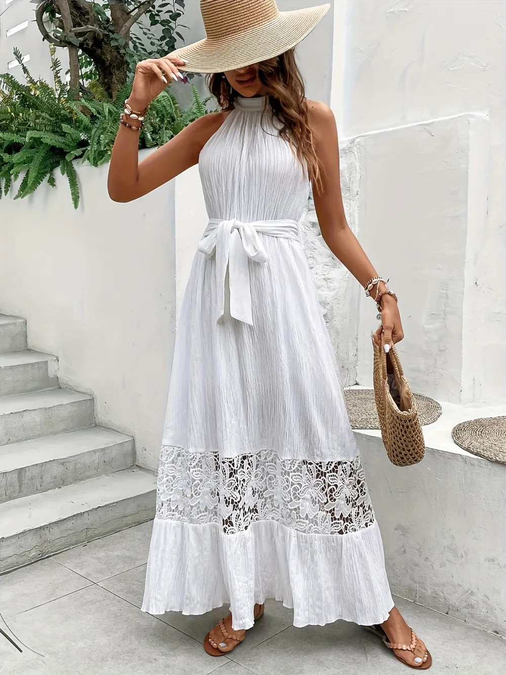 Lace Detail Sleeveless Maxi Cami Dress, image 5