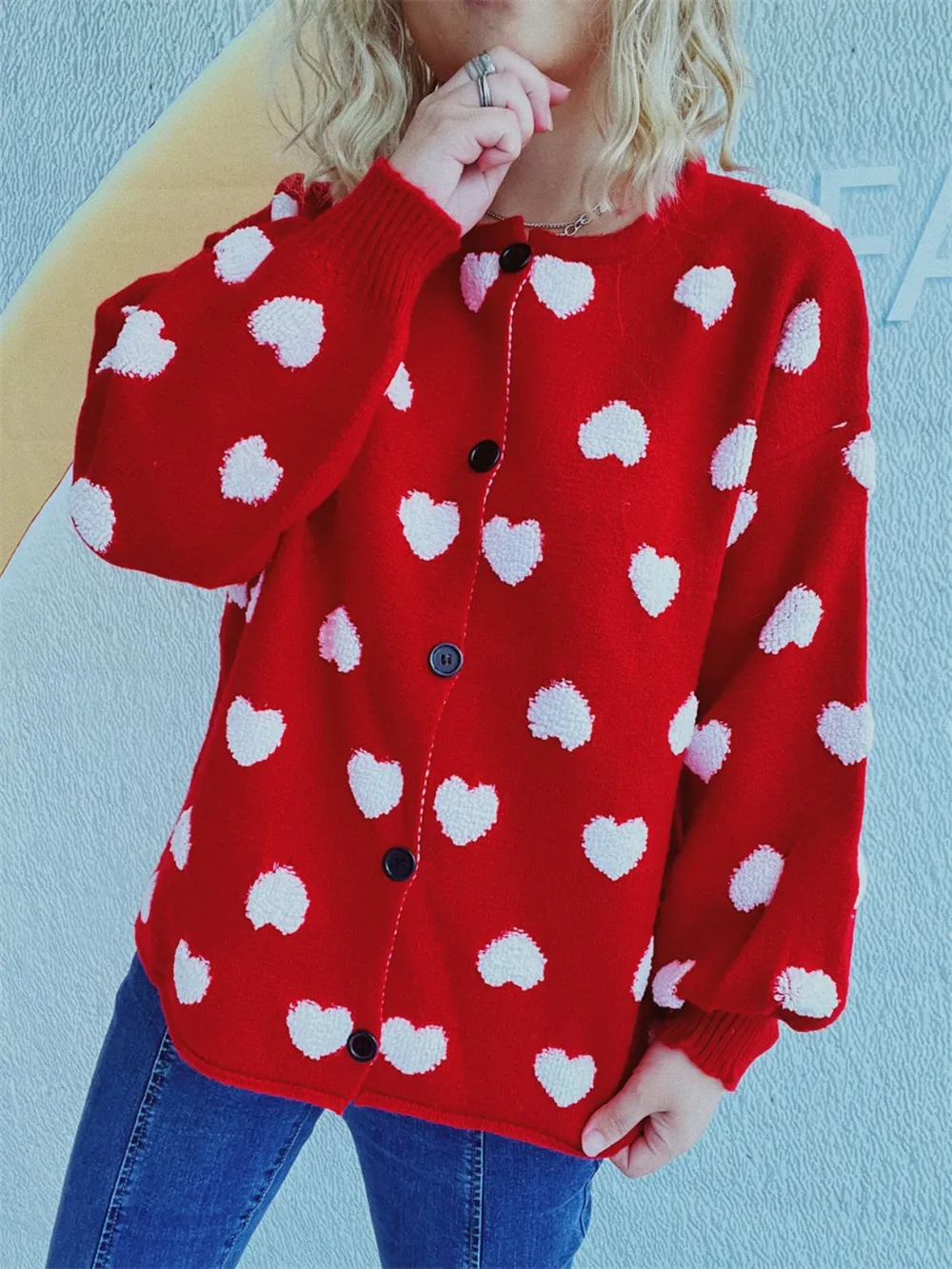 Heart Button Up Long Sleeve Cardigan, image 9