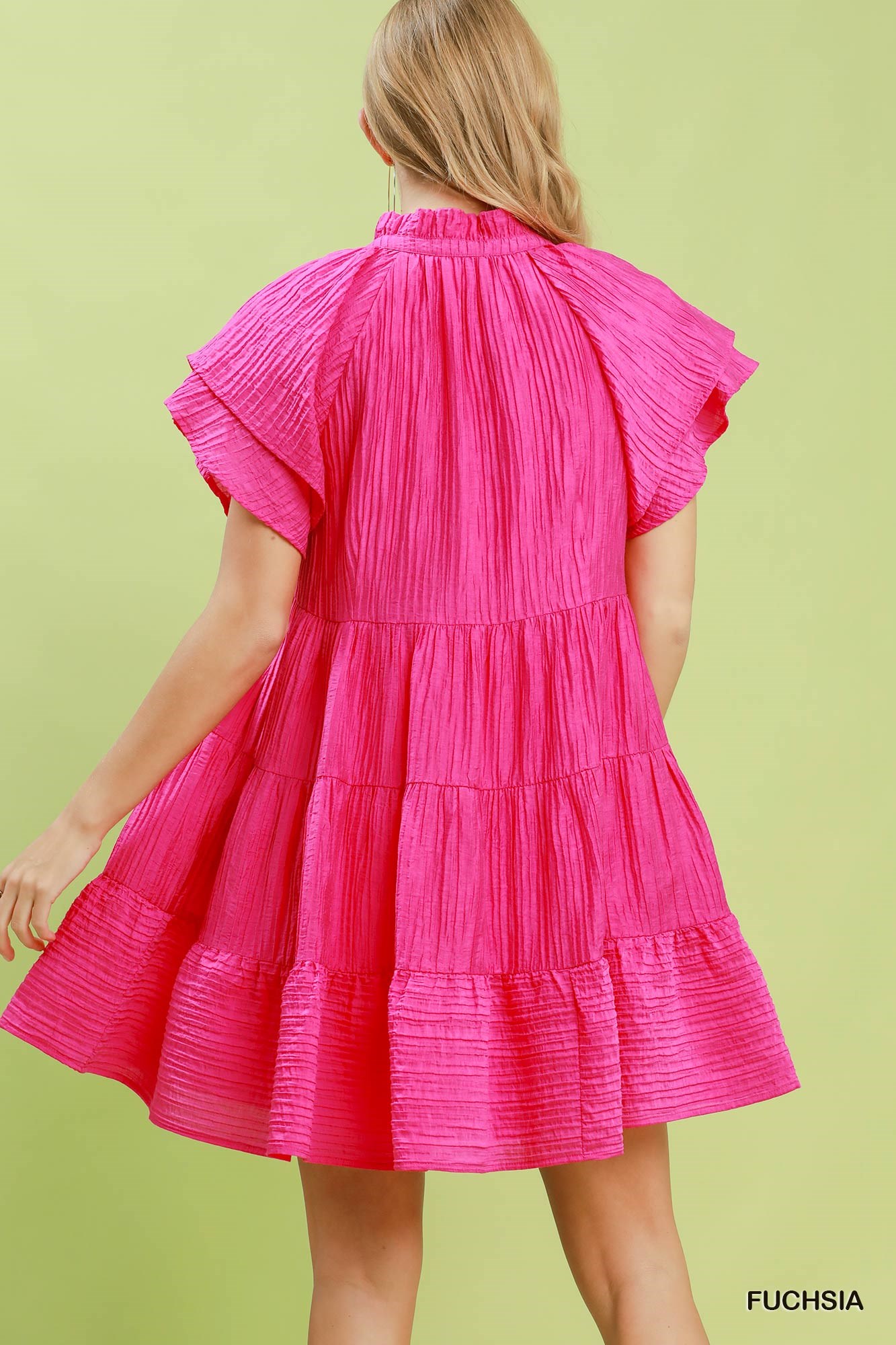 Tiered Ruffle Sleeve Textured Mini Dress, image 3