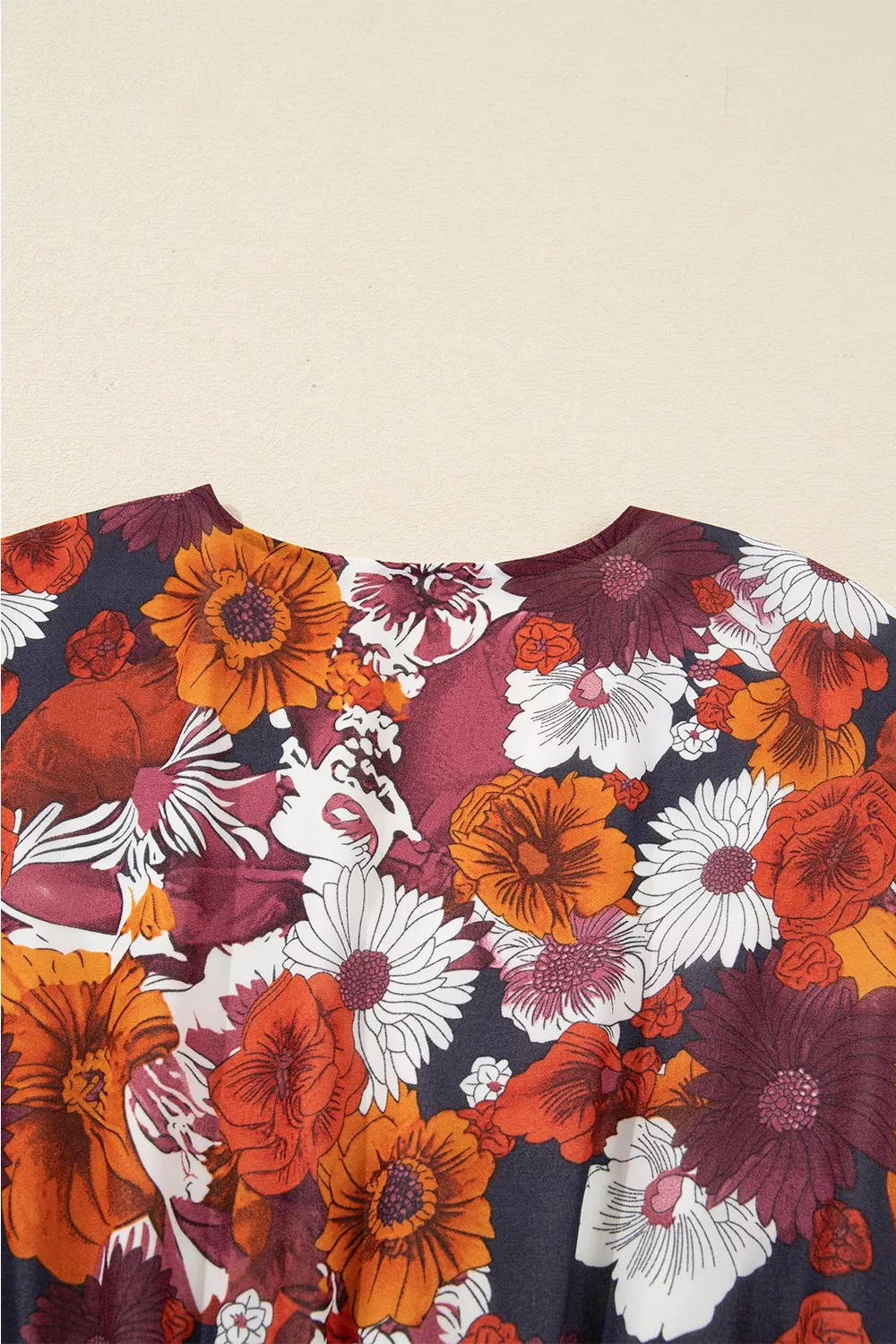 Floral Print Wrap V Neck Puff Sleeve Flowy Mini Dress, image 12