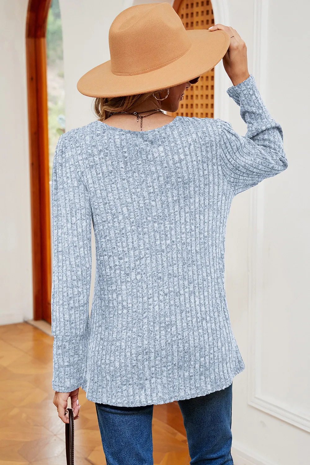 Decorative Button Square Neck T-Shirt, image 15